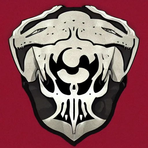 Image similar to mythosaur skull emblem, stylized