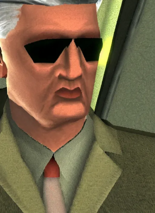 Prompt: screenshot of david lynch in goldeneye 6 4 for nintendo 6 4, n 6 4