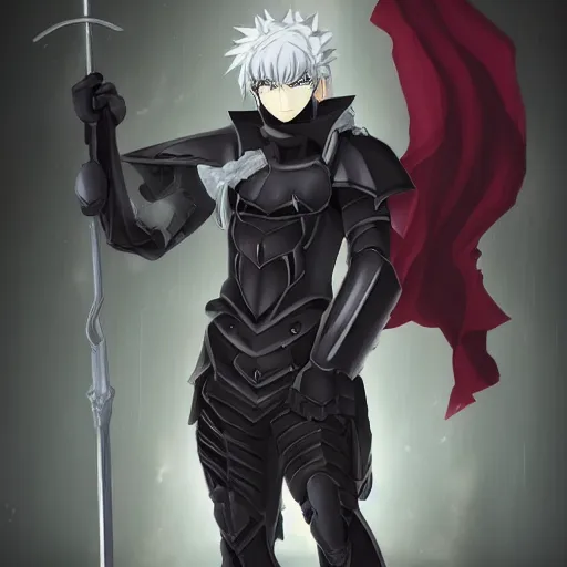 Prompt: gloomy stoic armor painted in the style of fate stay night