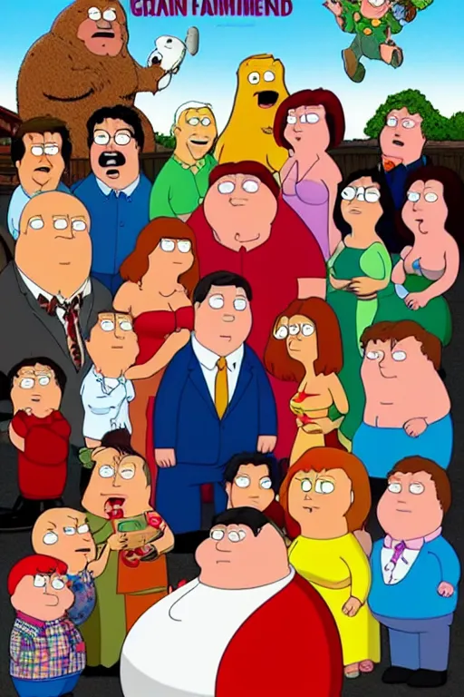Prompt: live action family guy movie poster