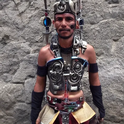 Prompt: Incan cyborg