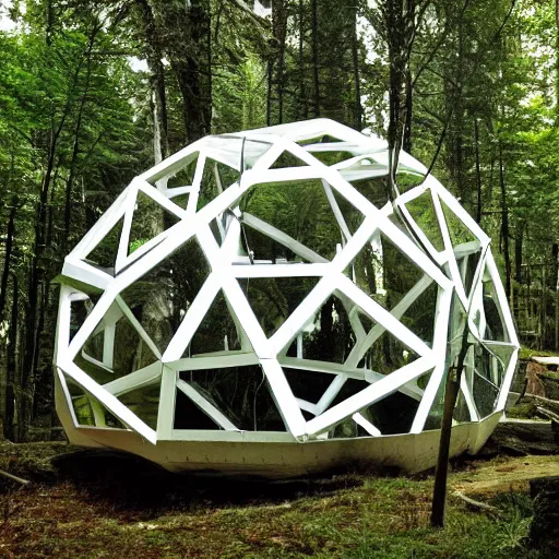 Prompt: lost in the woods by buckminster fuller