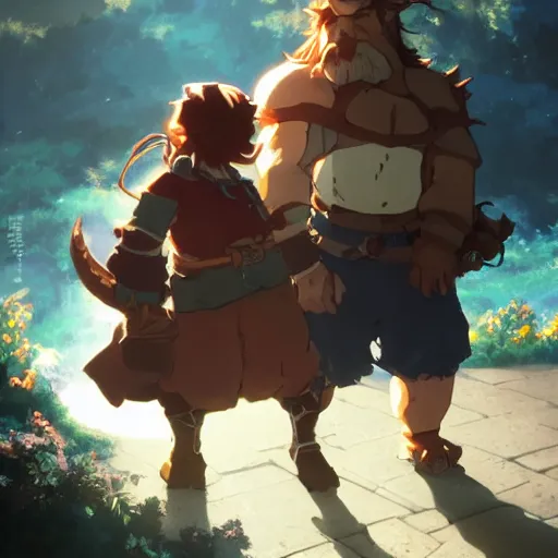 Image similar to a dwarf and a dragon drinking a beer together | gapmoe kuudere moody lighting stunning bokeh highlights sharp contrast | trending pixiv fanbox | by greg rutkowski makoto shinkai takashi takeuchi studio ghibli