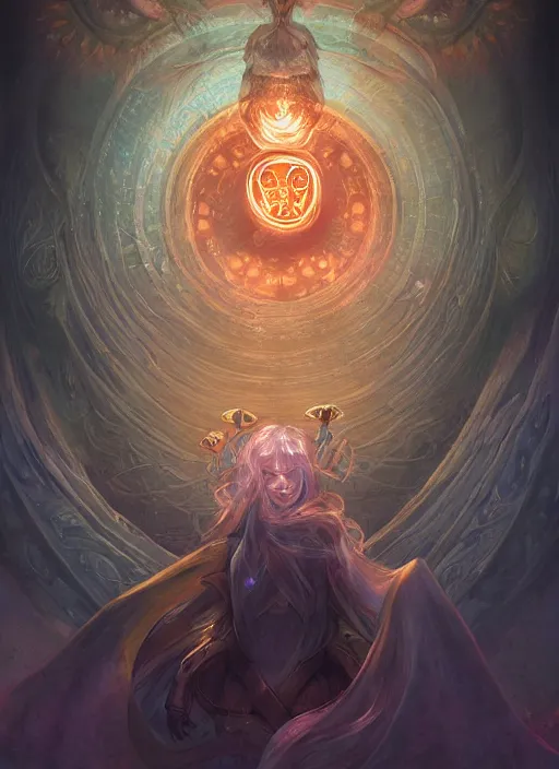 Image similar to mushroom deity inside void manifold, portrait by ross tran, timeline nexus, ascending universes, a dnd illustration of philosophical concept by cgsociety and james gurney, artstation, hdr, rtx