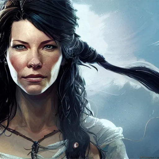 Prompt: evangeline lilly as a pirate, digital illustration, by artgerm and greg rutkowski,