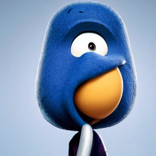 Image similar to an anthropomorphic blueberry with the face of halle berry