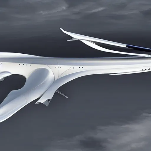 Image similar to an aircraft design in a collaboration between airbus and zaha hadid