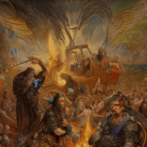 Image similar to disasterpiece holy levy taxation facticity disciples atonal estrangement, by Edgar Maxence and Ross Tran and Michael Whelan and J.M.W Turner and Brueghel metal intricate line drawings, terrible covenant, mixed techniques, detailed and detailed intricate faces, 4k resolution