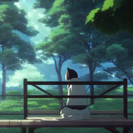 Image similar to cat, makoto shinkai