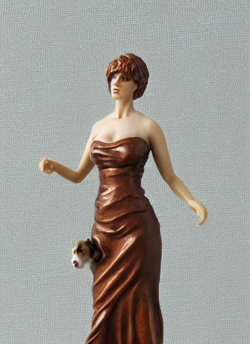 Image similar to 80mm resin detailed miniature of a Woman with a Dog, Product Introduction Photos, 4K, Full body, simple background