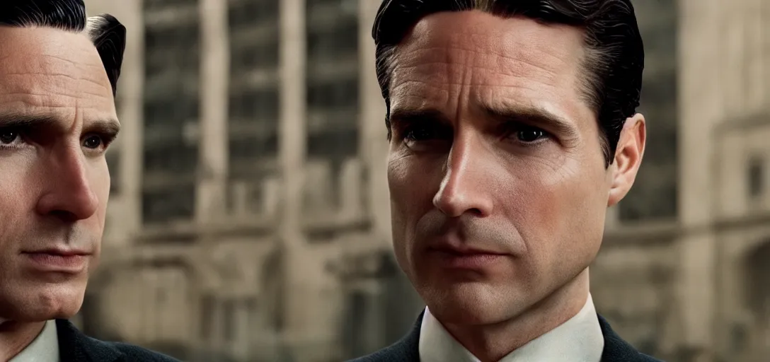 Image similar to a very high resolution image from a new movie. bruce wayne potrait. photorealistic, photography, directed by wes anderson