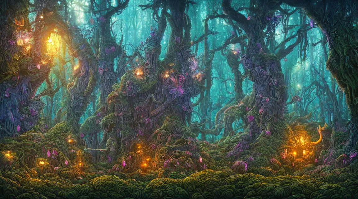 Image similar to fantasy forest. macro. dan mumford beeple. michael cheval. anato finnstark. naomi okubo.