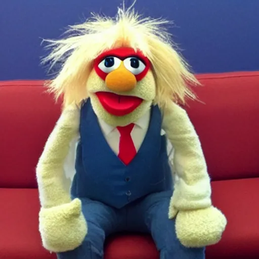 Prompt: a Muppet that looks like Boris Johnson