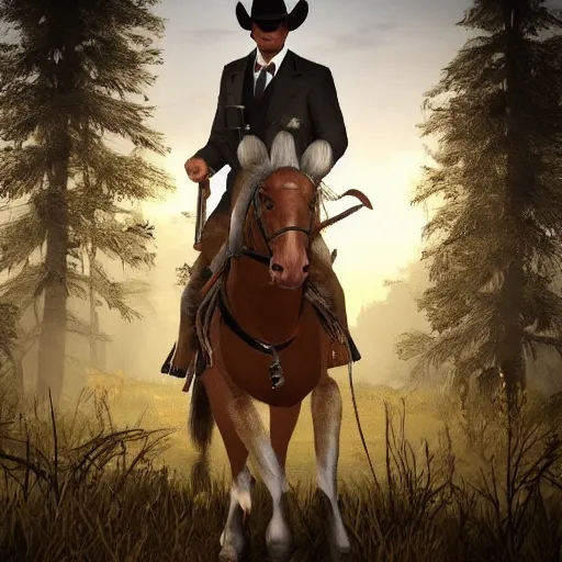 Image similar to vladimir putin as cowboy hunter in hunt showdown