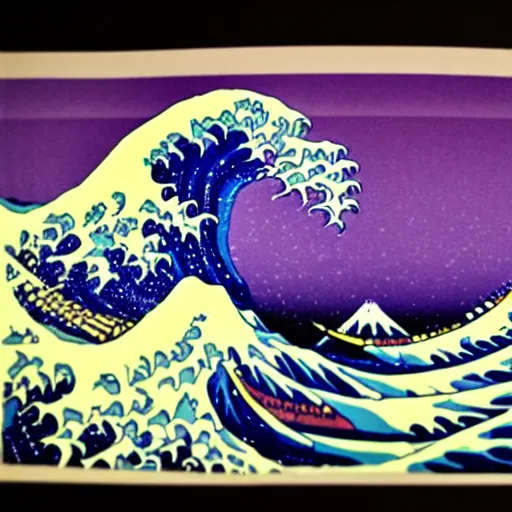 Image similar to a propaganda poster of the great wave off kanagawa