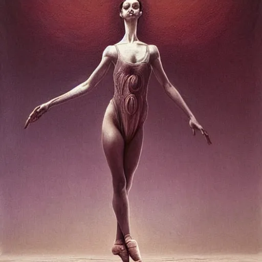 Image similar to beautiful ballerina inspired by giger and zdzislaw beksinski