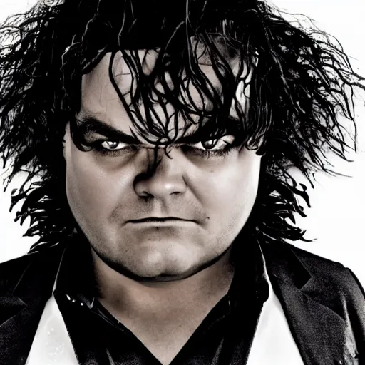 Image similar to jack black as edward scissorhands, hd, horror, black and white