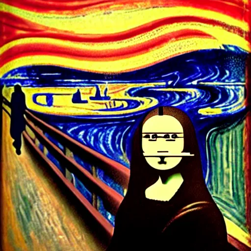 Prompt: mona lisa scream of munch