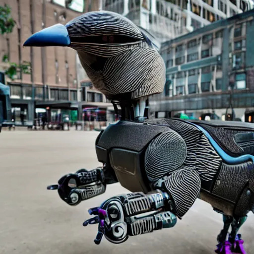 Prompt: robot pigeon by boston dynamics, 33mm depth of field