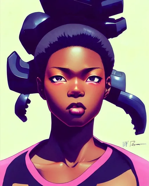 Prompt: black super hero girl | very very anime!!!, fine - face, sexy looking face, blonde afro, realistic shaded perfect face, fine details. anime. realistic shaded lighting poster by ilya kuvshinov katsuhiro otomo ghost - in - the - shell, magali villeneuve, artgerm, jeremy lipkin and michael garmash and rob rey