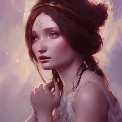 Prompt: beautiful natural Princess Emily Browning, intricate, elegant, highly detailed, digital painting, artstation, concept art, smooth, sharp focus, illustration, art by artgerm and greg rutkowski and alphonse mucha and loish and WLOP