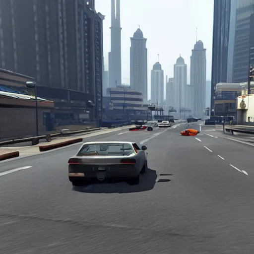 Image similar to promotional screenshot of grand theft auto videogame set in dubai