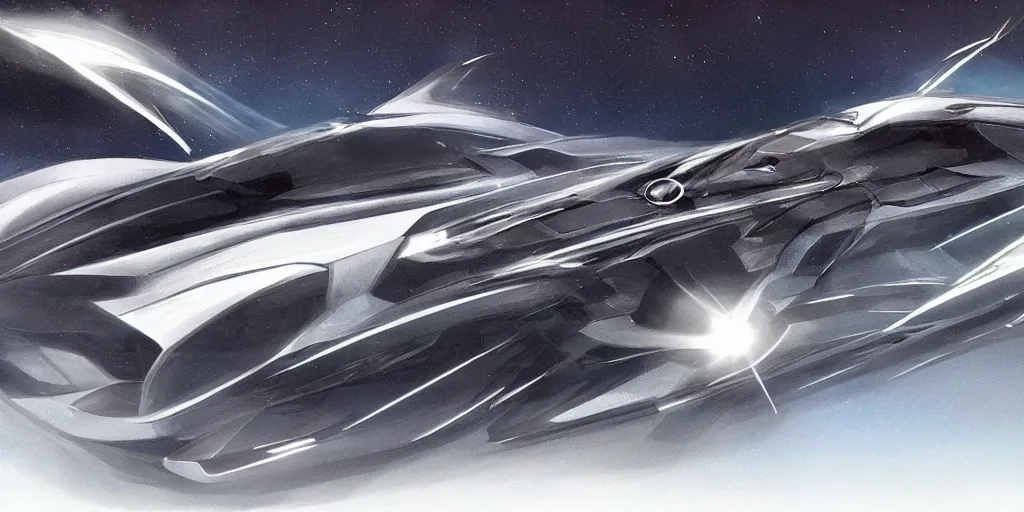 Prompt: chevrolet concept art warp speed space stars