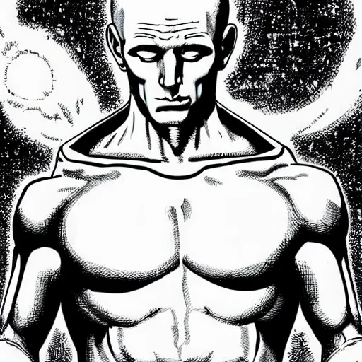 Prompt: Doctor Manhattan, comic book style, high quality, highly detailed