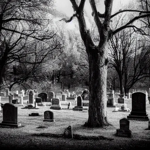 Image similar to haunted cemetery, dark, found footage, black and white, high resolution