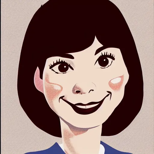 Image similar to a walt disney's style portrait of a woman with bangs hair, artwork by davis, marc