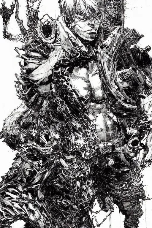 Image similar to portrait of chainsaw devil from chainsawman, pen and ink, intricate line drawings, by craig mullins, ruan jia, kentaro miura, greg rutkowski