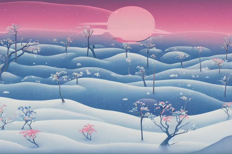 Image similar to A barren winter landscape by Chiho Aoshima