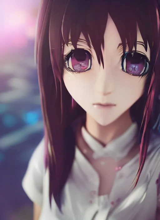 Image similar to Portrait of a anime girl with bokeh, highly detailed, dramatic lighting, octane render, 4K