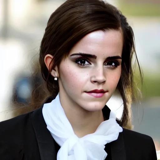 Image similar to a woman who is a combination of emma watson and kim kardashian, close - up