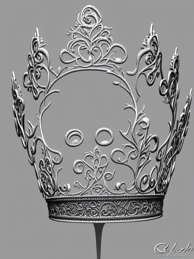 Prompt: realistic, 3 d render, detailed, intricate, delicate, fine detail, silver, elven crown, tiara, with little white flower detail,