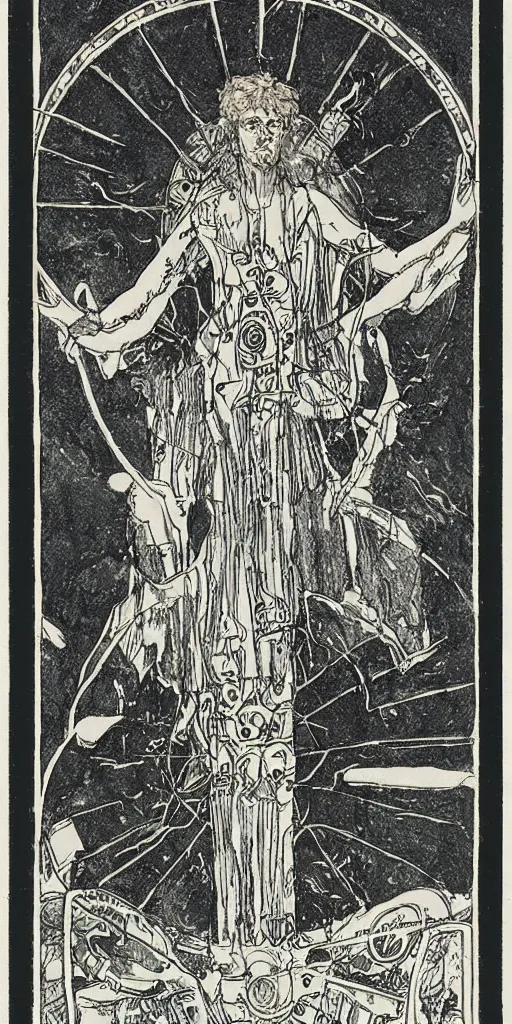 Image similar to the wheel of fortune tarot card by austin osman spare