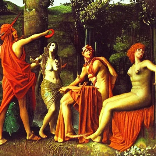 Image similar to circe of the odyssey, art by hubert van eyck