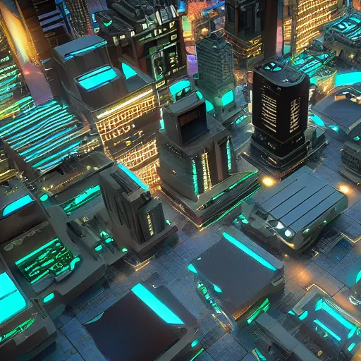 Prompt: photo of a futuristic city in a dystopian future made of electronic components. Very detailed 8k. Unreal engine 5 render with nanite, global illustration and path tracing. Cinematic post processing.