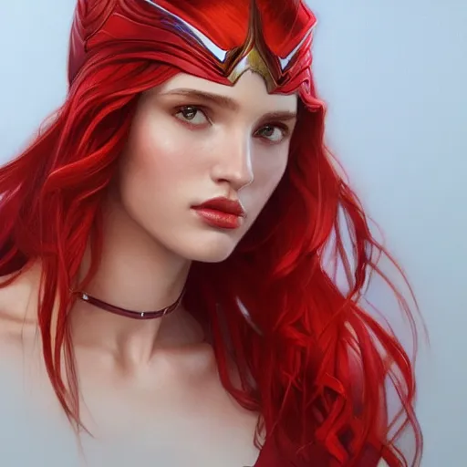 Prompt: full figure ultra realistic illustration, bella thorne as scarlet witch, intricate, elegant, highly detailed, digital painting, artstation, concept art, smooth, sharp focus, illustration, art by artgerm and greg rutkowski and alphonse mucha