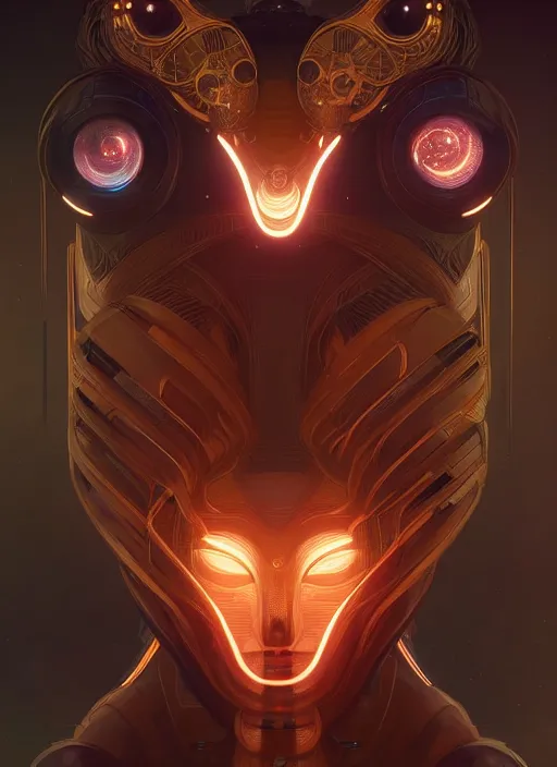 Image similar to symmetry!! portrait humanoid animal, tech wear, scifi, glowing lights!! intricate elegant, highly detailed, digital painting, artstation, concept art, smooth, sharp focus, illustration, art by artgerm and greg rutkowski and alphonse mucha