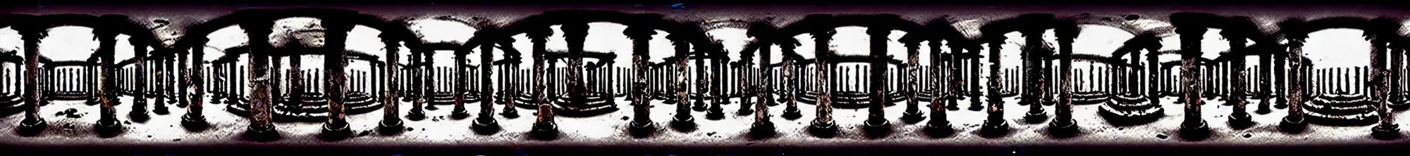 Image similar to photo of an immersive forgotten panopticon well, with columns and destroyed cybernetics from an ancient civilization, photorealistic, higly detailed dark, 3 6 0 picture, panorama, 3 5 mm slide, trending on flickr, in the style of francesca woodman, zachary corzine, zhelong xu, greg rutkowski and anders zorn