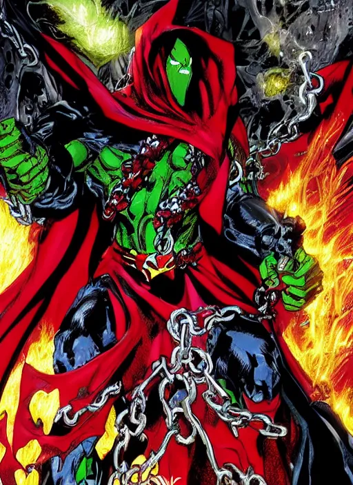 Prompt: Spawn from DC comics by Todd McFarlane, 4k, hyper detailed, trending on artstation