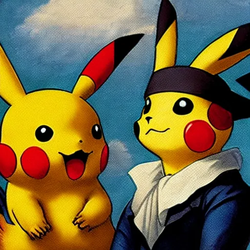 Image similar to Pikachu leads the French Revolution (1789), oil on canvas, 1882