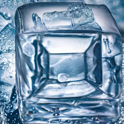 Prompt: photo of an ice cube