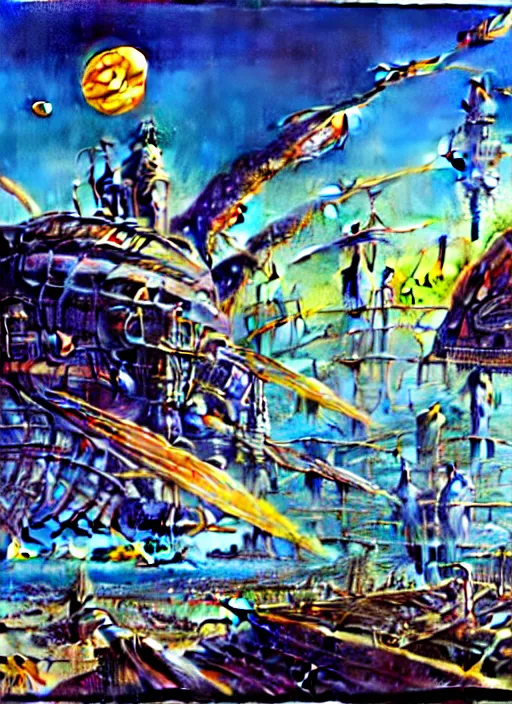 Image similar to photorealistic image of a retro futurism, solarpunk, biopunk, naturecore, by robert mccall