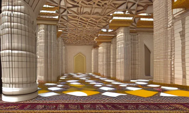 Image similar to 3d lowpoly hindu temple mosque interior