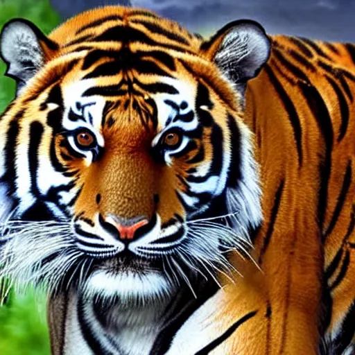 Image similar to a realistic photo of two tigers