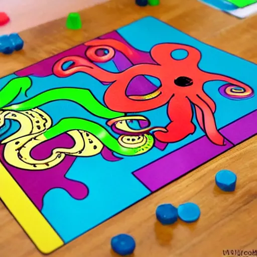 Image similar to colorful octopus playing pieces for a tabletop game