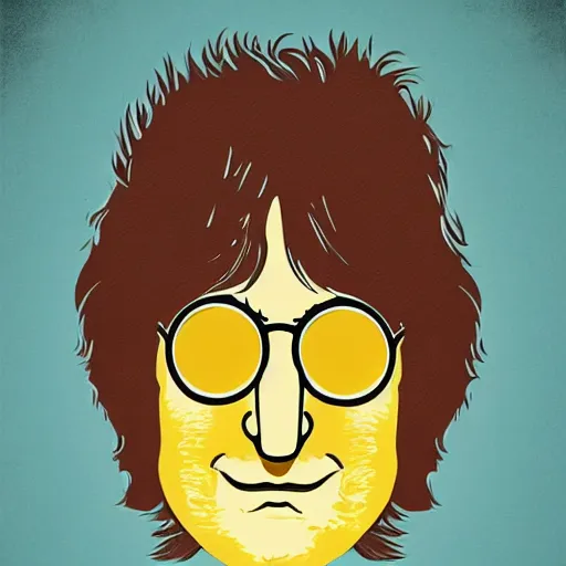 Image similar to illustration of john lennon as a lemon, poster, promotional art, digital art, high detail