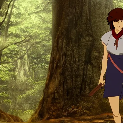 Prompt: mary elizabeth winstead as princess mononoke, still frame, sharp focus, cinematic, filmic